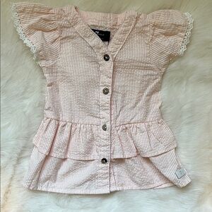 7 For All Mankind Light Pink Button-Up Kids Blouse